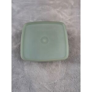 Vintage Tupperware Seafoam Green Square Bowl with Lid 511-7 Made in USA 5.5 Inch